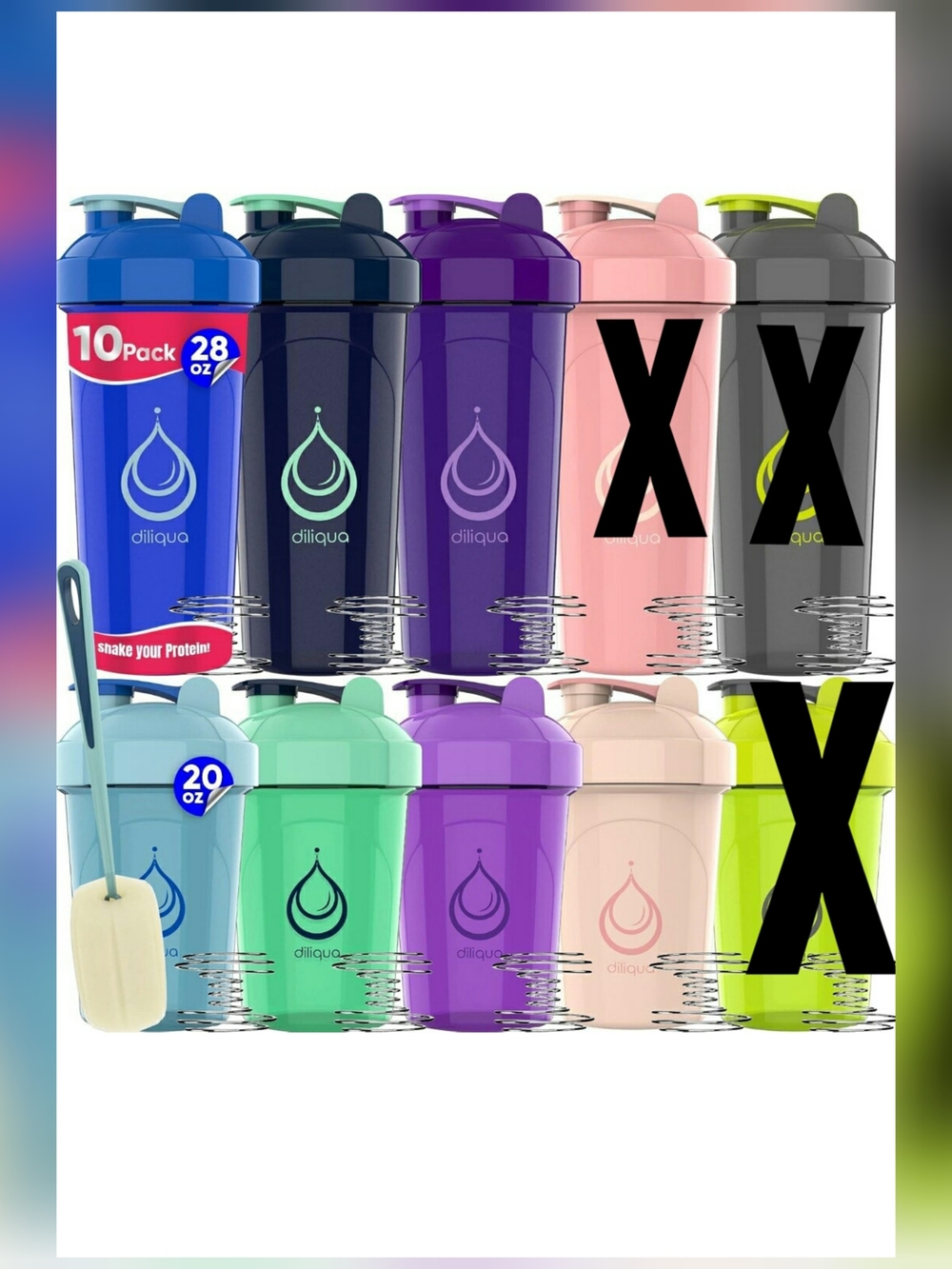 9 Shaker Cups. 3 Blenderballs. 1 Cleaner.